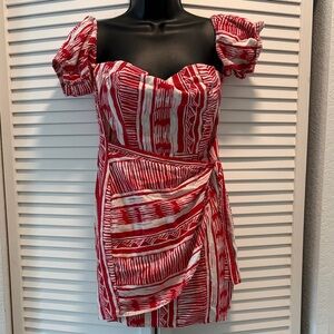 Off Shoulder Red and White Tie Women's Dress